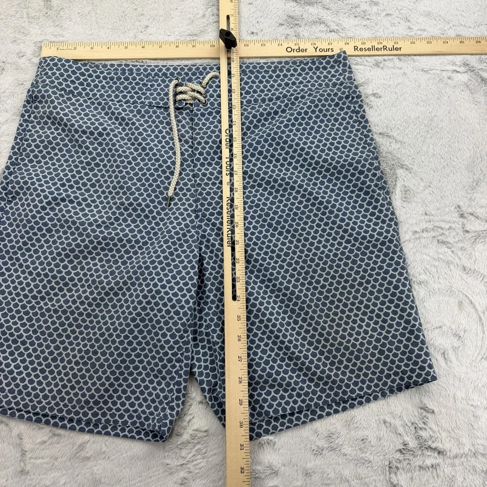 Faherty Board Shorts Mens 34 Blue Geometric Swim Trunks Drawstring Surf Outdoor